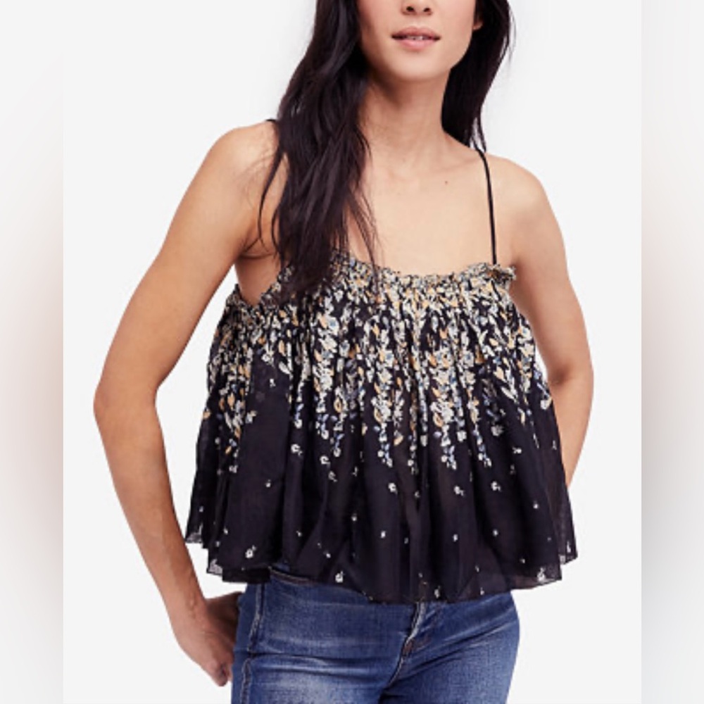 Free People Black Floral Camisole